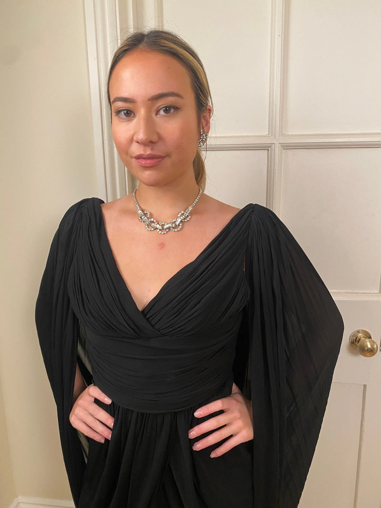 1970s Halston Black Label Couture Jersey Dress