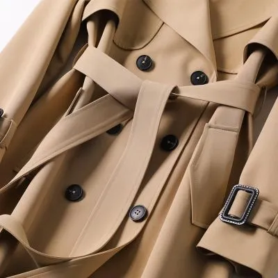 2025 Women's Mid-Length Trench Coat - Korean Style Over-the-Knee Spring & Autumn Jacket | Trendy British Fashion