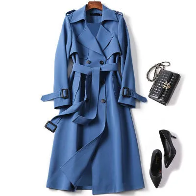 2025 Women's Mid-Length Trench Coat - Korean Style Over-the-Knee Spring & Autumn Jacket | Trendy British Fashion