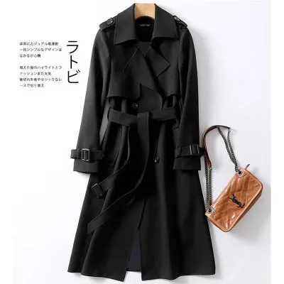 2025 Women's Mid-Length Trench Coat - Korean Style Over-the-Knee Spring & Autumn Jacket | Trendy British Fashion