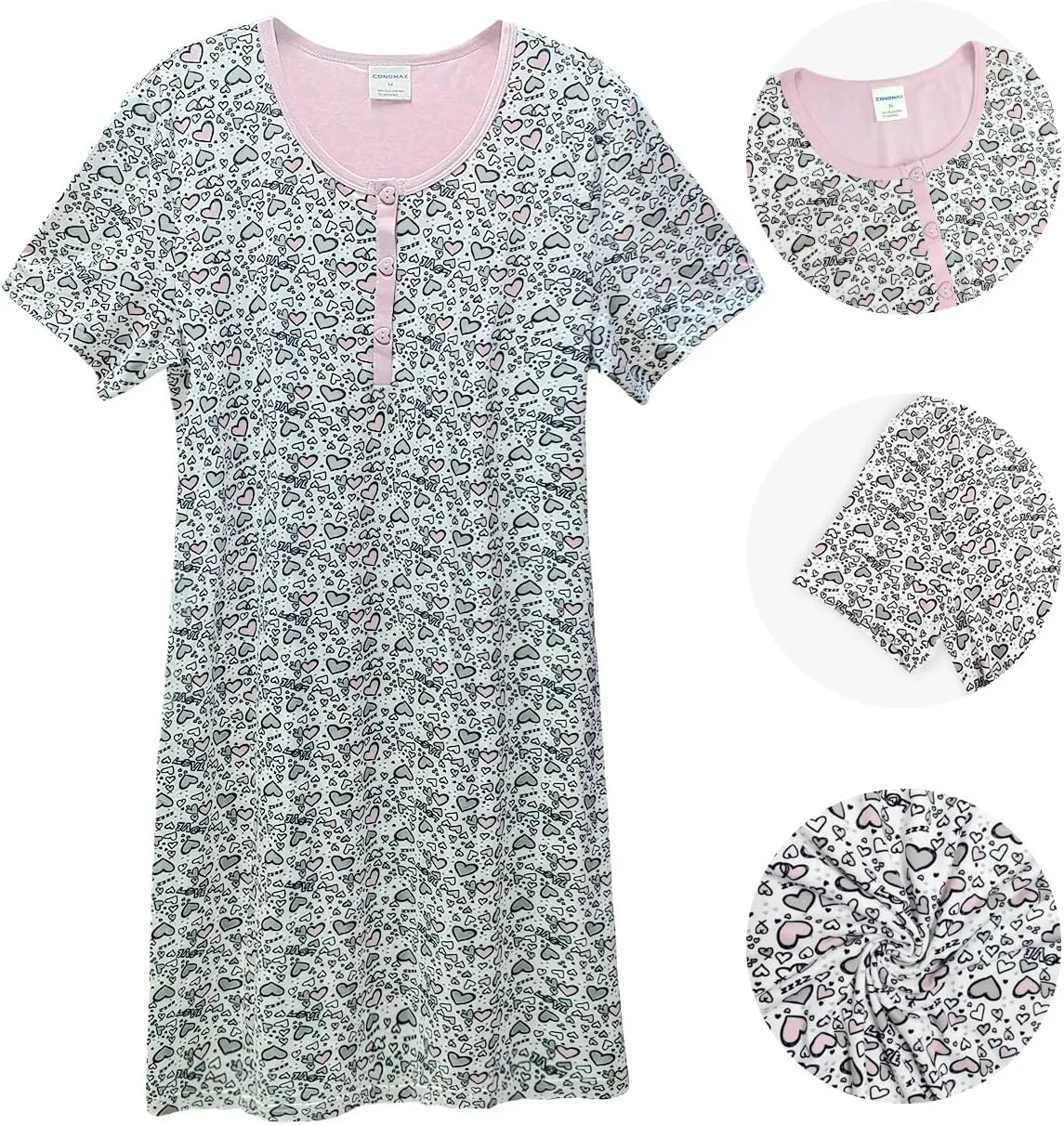 3 Pack Sleepshirts Women's Nightshirt Soft Nightgowns for Women Short Sleeve dress Sleepwear(S-3X)