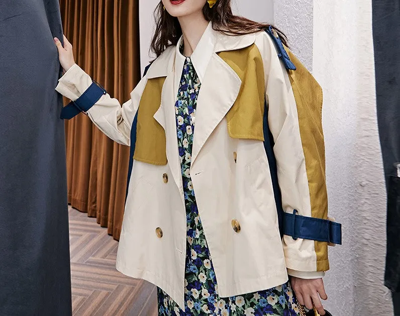 8GIRLS COLORBLOCK TIE SLEEVE TRENCH COAT