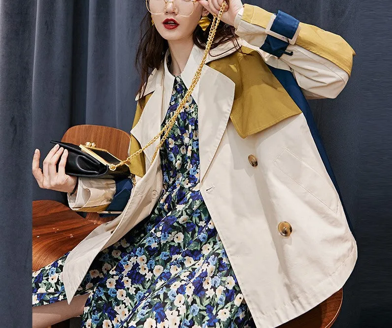 8GIRLS COLORBLOCK TIE SLEEVE TRENCH COAT