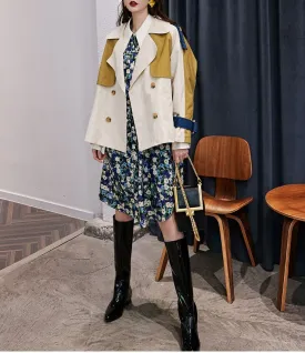 8GIRLS COLORBLOCK TIE SLEEVE TRENCH COAT