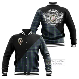 Allardice Tartan Baseball Jacket with Family Crest and Military Logo Style