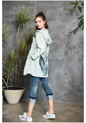 ARTKA HOODED TRENCH COAT WITH BACK PRINT