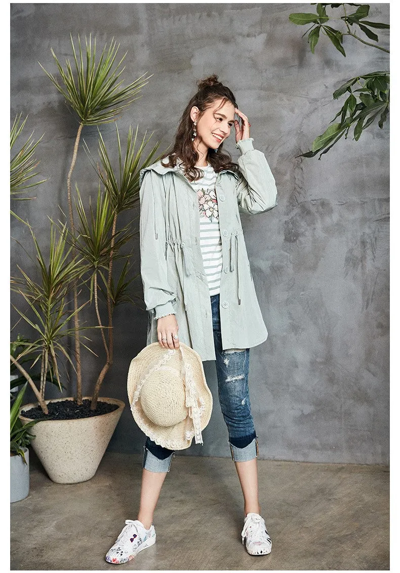 ARTKA HOODED TRENCH COAT WITH BACK PRINT