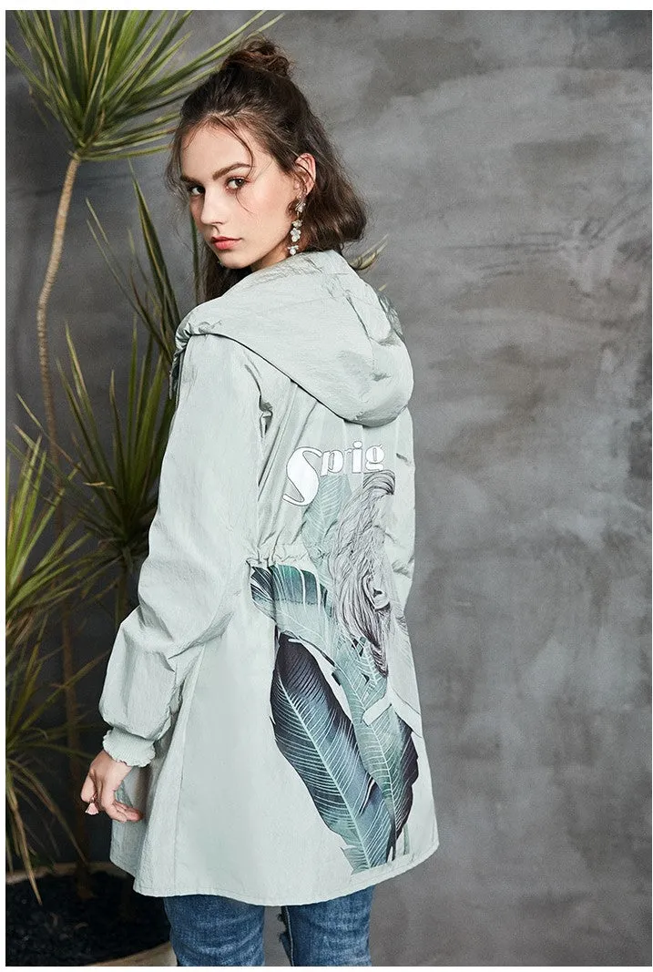 ARTKA HOODED TRENCH COAT WITH BACK PRINT