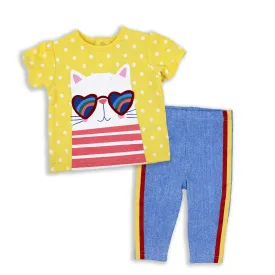Baby Girl's Top & Leggings Set - Cool Cat