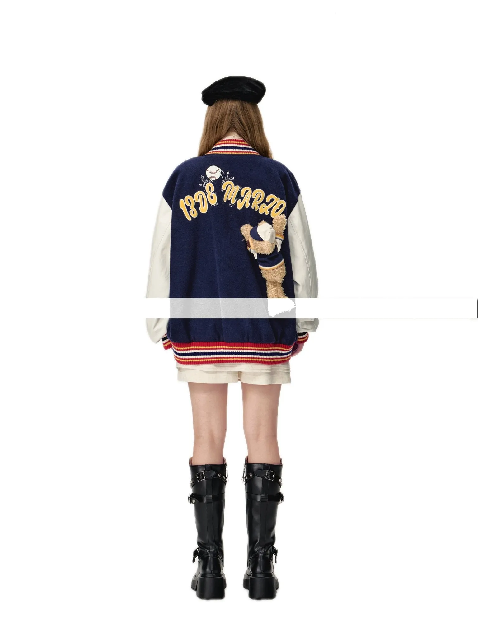 Bear Baseball League Jacket In Navy Blue