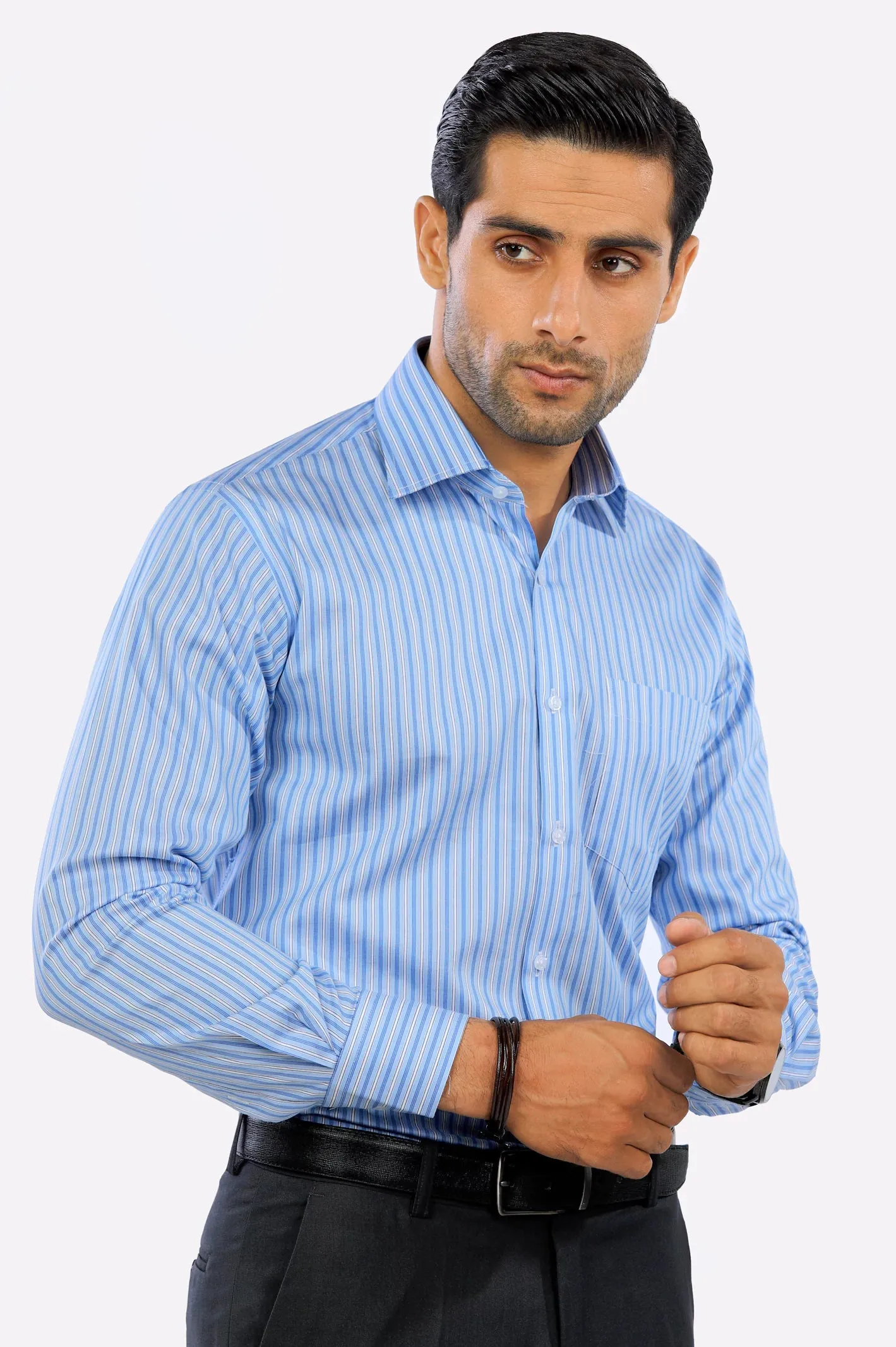 Blue Pencil Stripes Formal Shirt