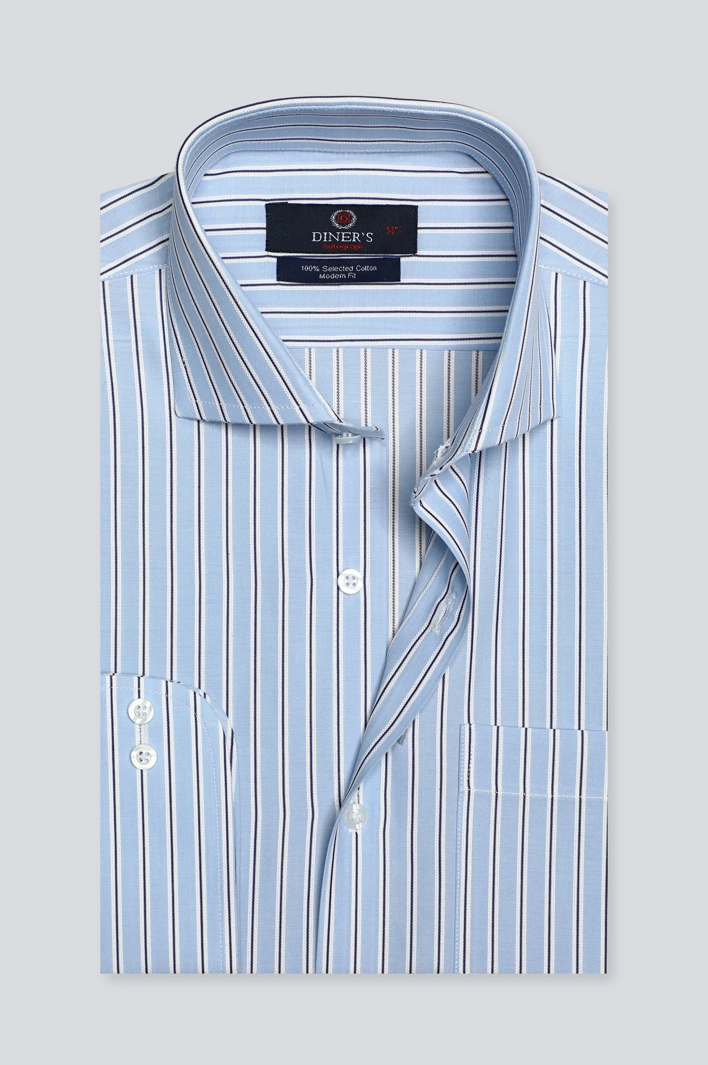 Blue Pinstripe Formal Autograph Shirt