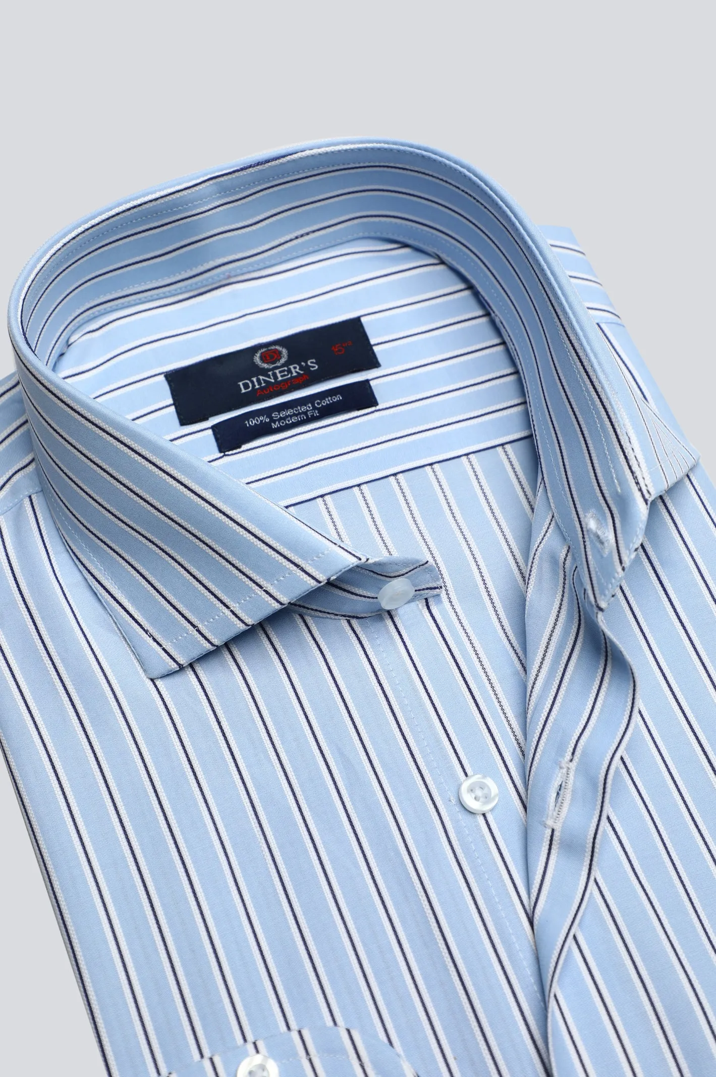 Blue Pinstripe Formal Autograph Shirt