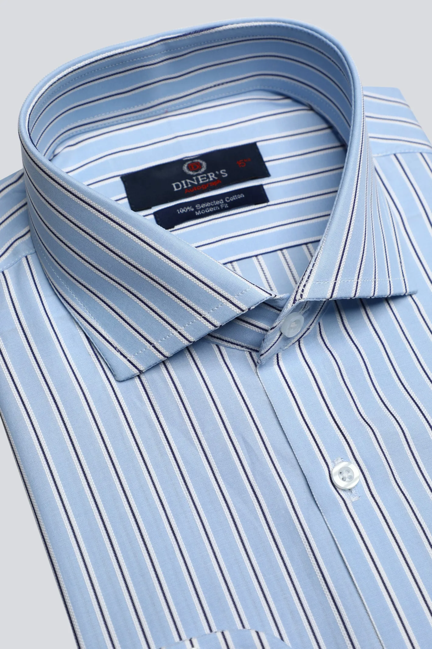 Blue Pinstripe Formal Autograph Shirt