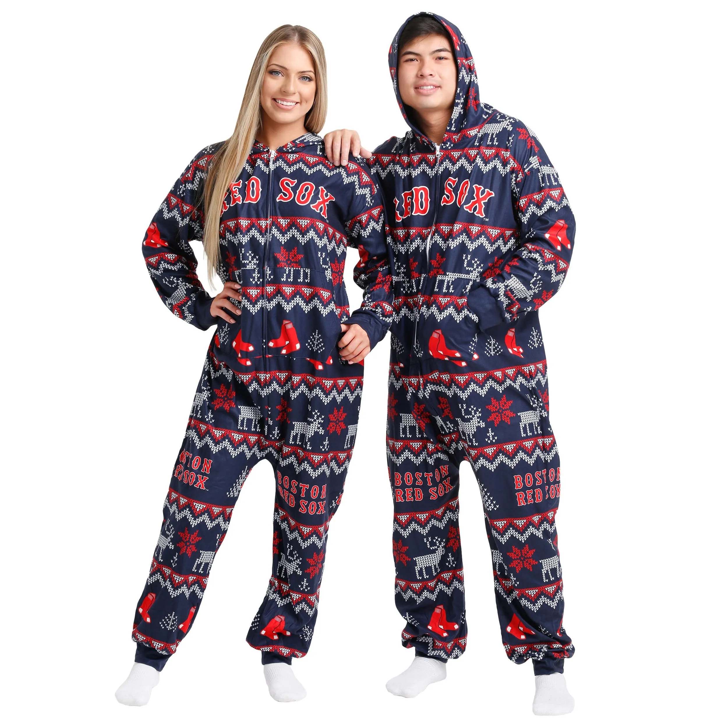 Boston Red Sox MLB Ugly Pattern One Piece Pajamas