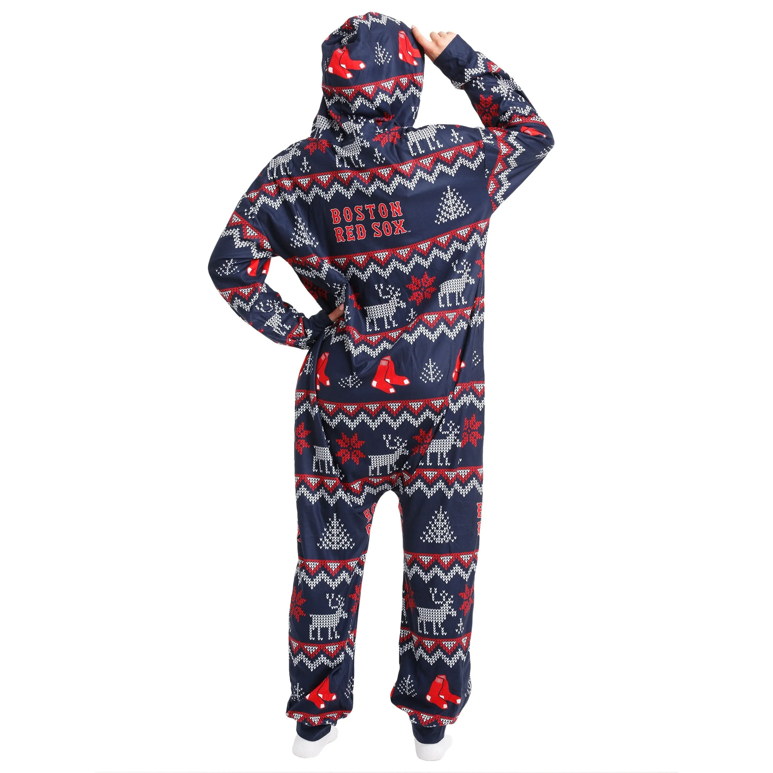 Boston Red Sox MLB Ugly Pattern One Piece Pajamas
