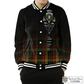 Buchanan Tartan Baseball Jacket Featuring Alba Gu Brath Family Crest Celtic Inspired