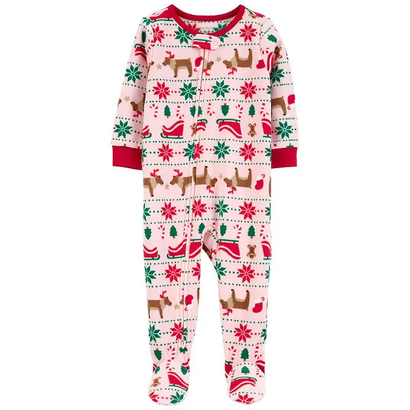 Carter's Fair Isle One-Piece Footed Pajamas Pink