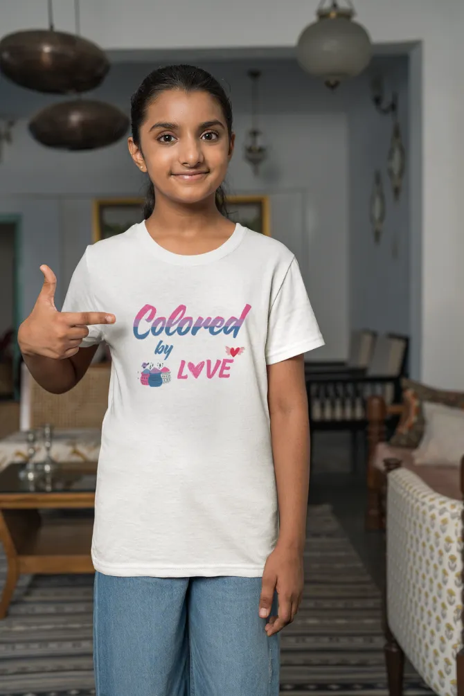 Colored By Love. Holi T-Shirt For Girl
