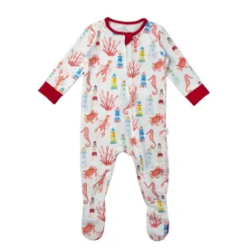 Double Zip Footed One-Piece PJ - Montauk Sea