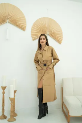 ELS Leather Trench Coat - Beige - Nanaimo