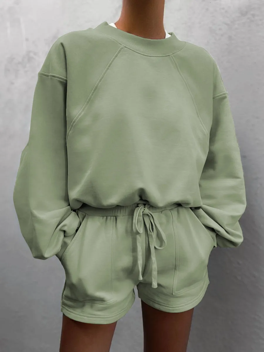 Fashion Casual Round Neck Long Sleeve Two-piece Suit