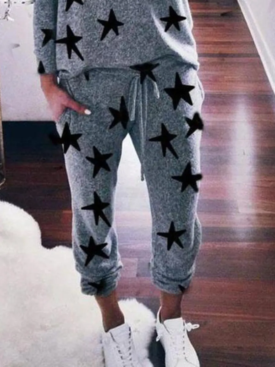 Fashion Star Print Long Sleeve Two-piece Suit