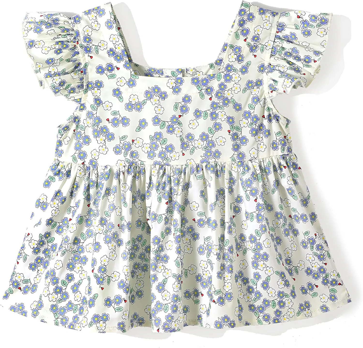 Girls Summer Short Sleeve Tops Cute Ruffle Square Neck Peplum Shirts Casual Cotton Smocked Blouse 2-12 Years