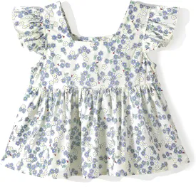 Girls Summer Short Sleeve Tops Cute Ruffle Square Neck Peplum Shirts Casual Cotton Smocked Blouse 2-12 Years