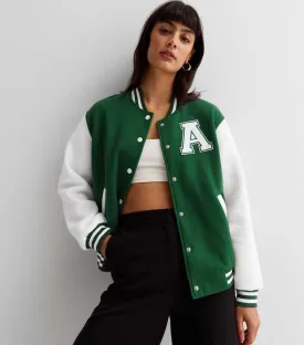 Green A Print Baseball jacket