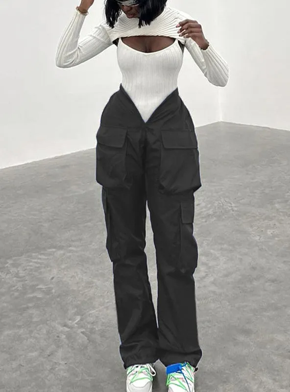 Hip-hop Straight Big Pockets Pants