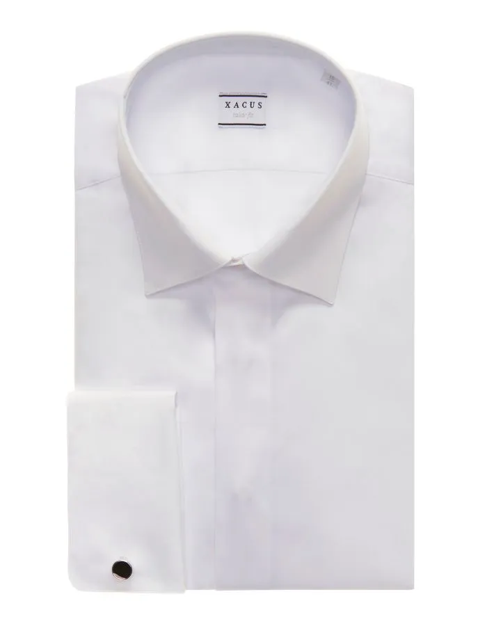 ID8654-Xacus White Tuxedo Shirt