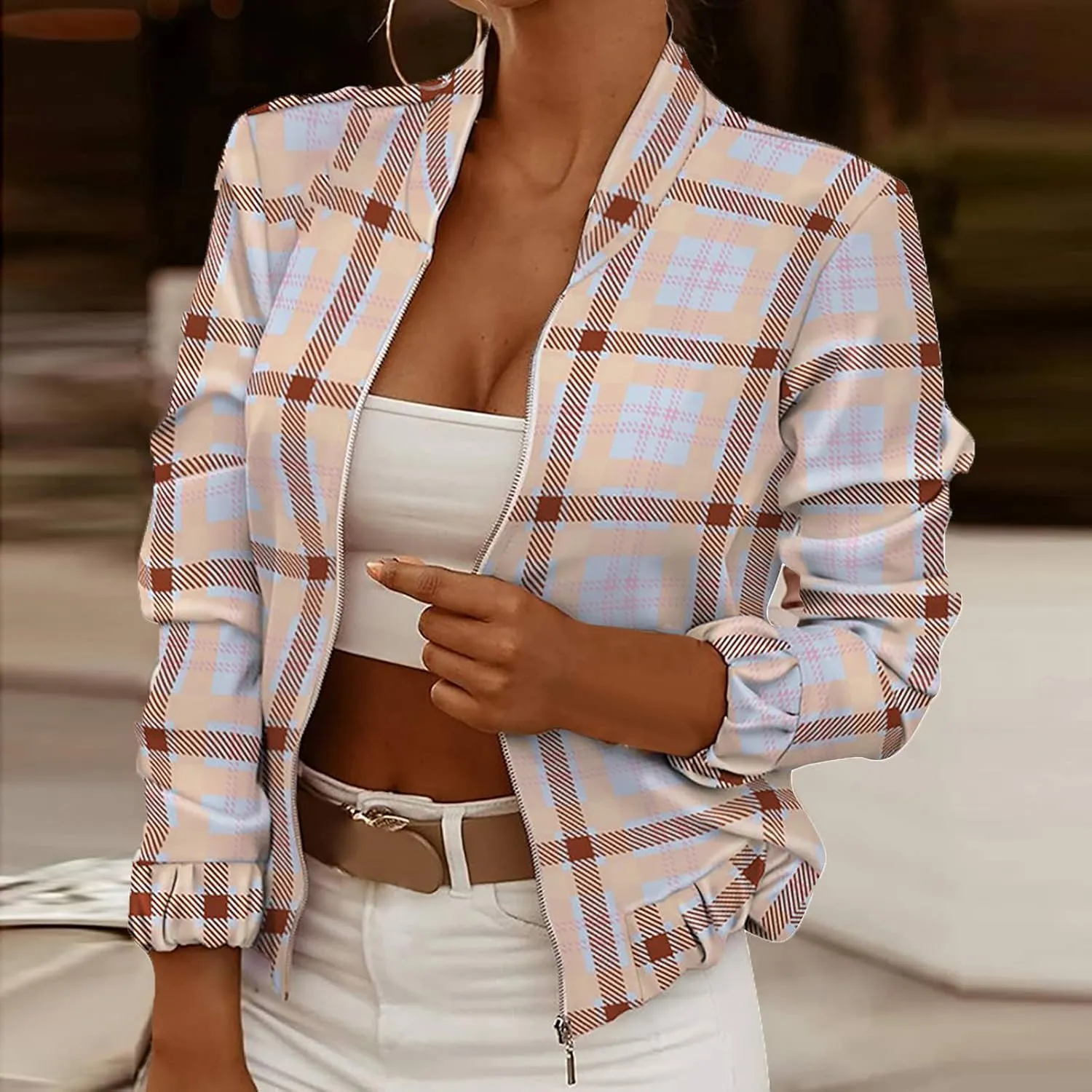 JEGULV Blazer Jackets for Womens Mock Neck Button Jacket Open Front Cardigan Blouse Tops Business Casual Suit Coats