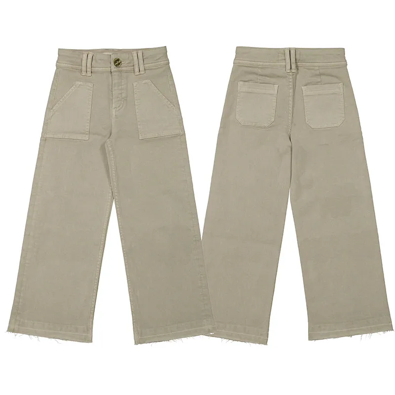 Khaki Denim Wide Leg Pant