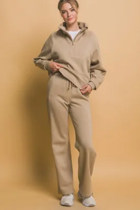 Khaki Elastic Waistband Sweatpants