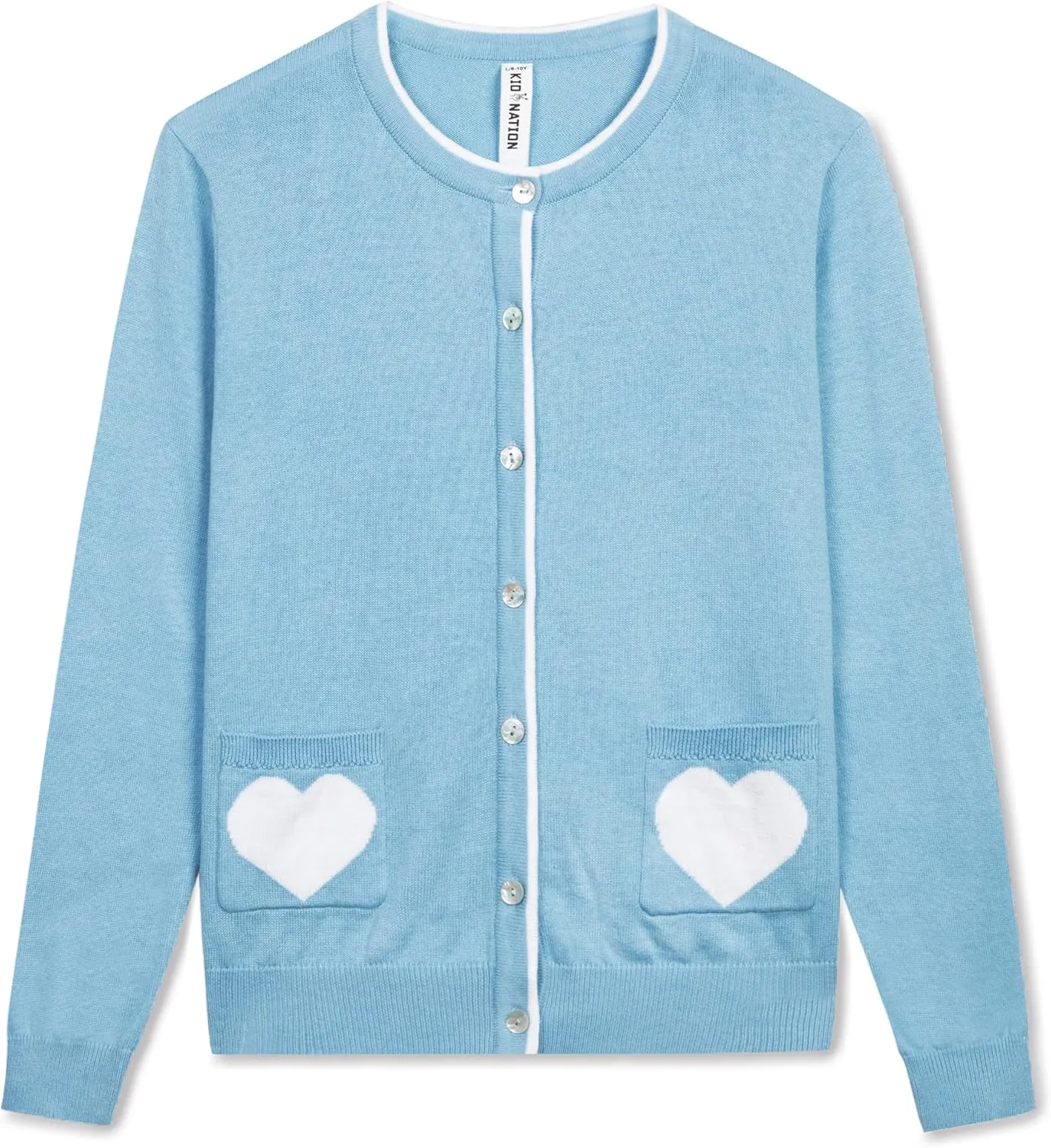 Kid Nation Girls' Cute Cardigan with Heart Pockets