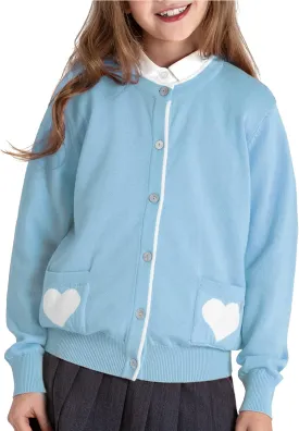 Kid Nation Girls' Cute Cardigan with Heart Pockets