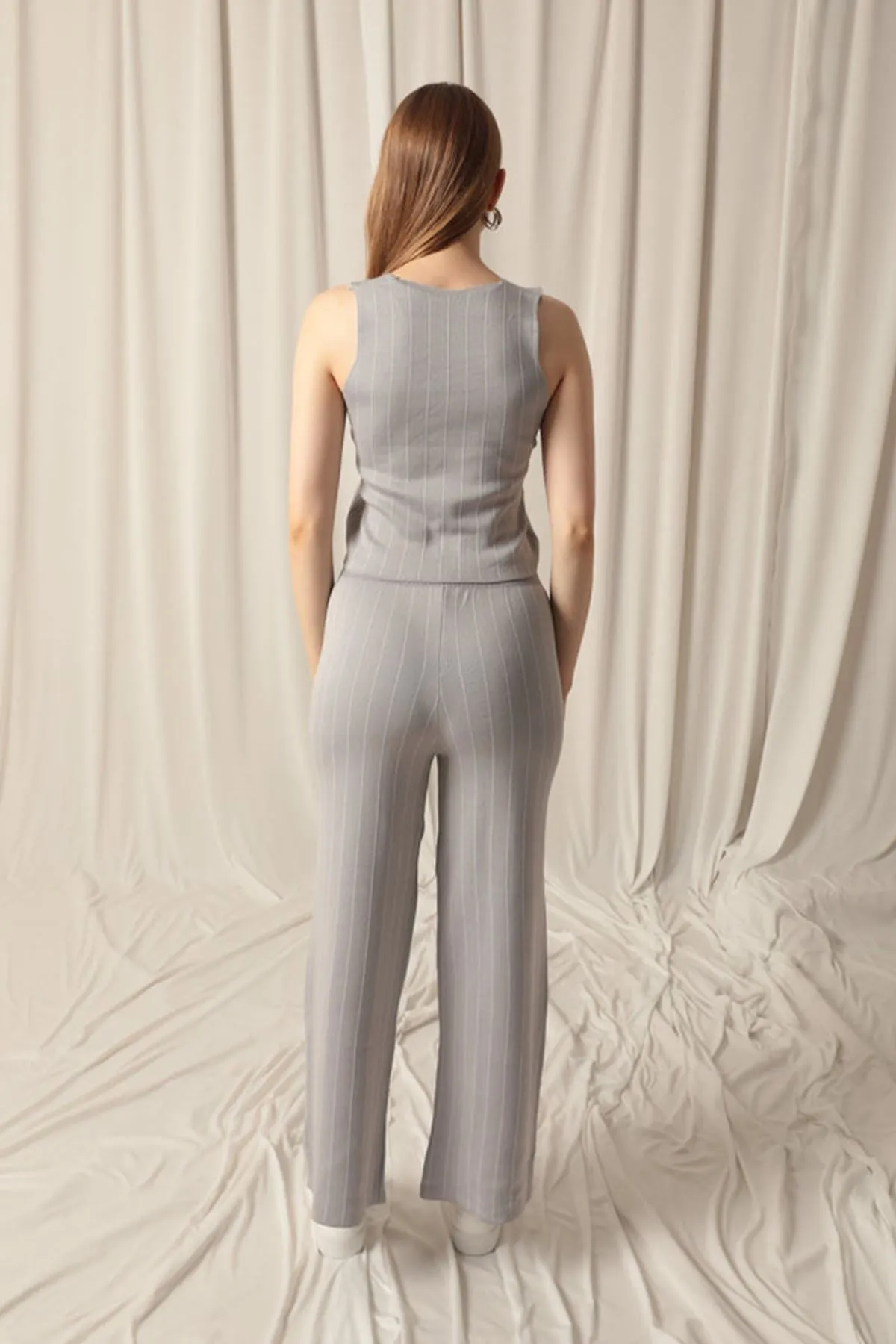 KKT Gray Women's Suit with Knitted Fabric Vest - Durham