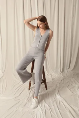 KKT Gray Women's Suit with Knitted Fabric Vest - Durham