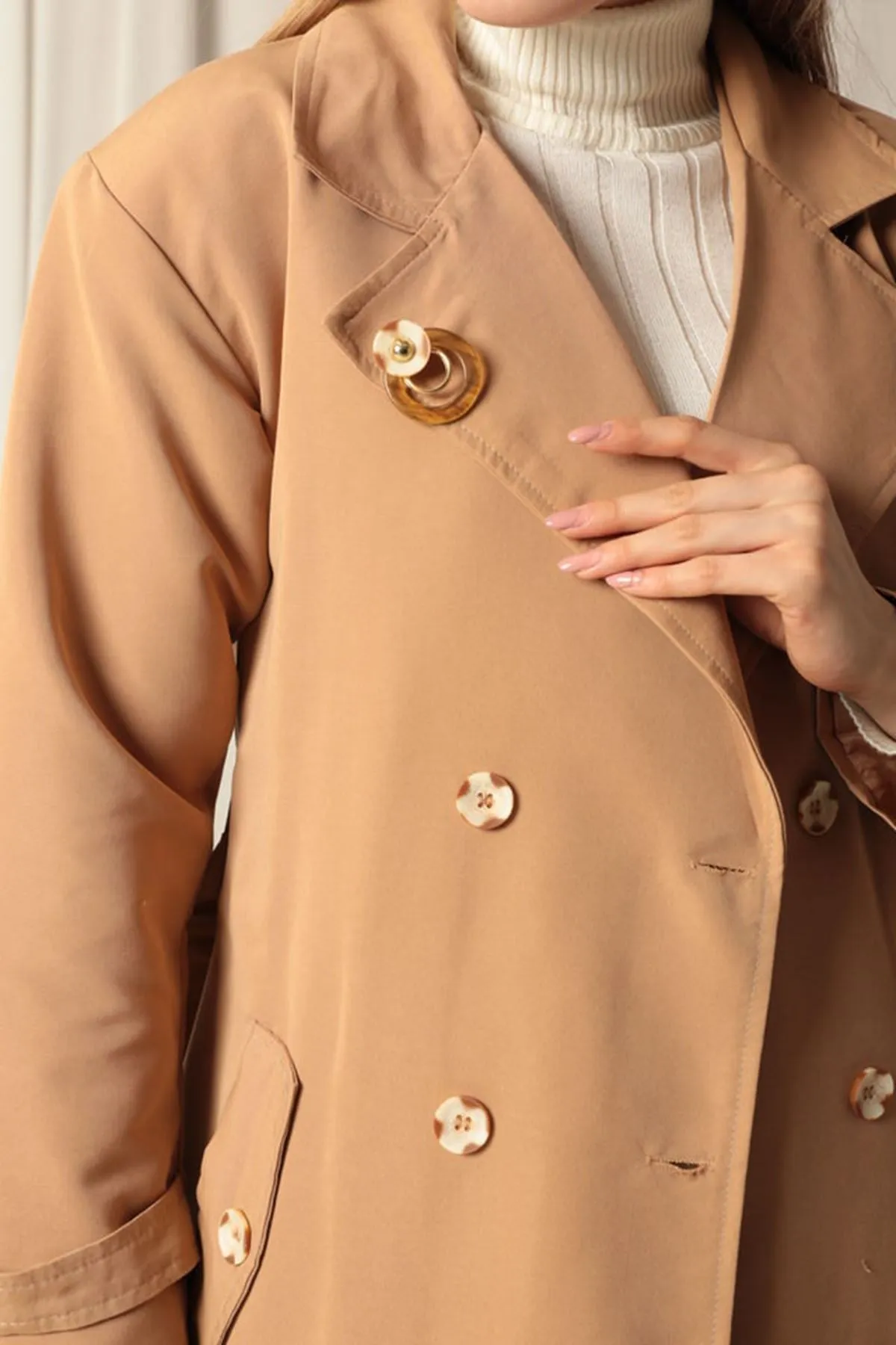 KKT Maxi Length Women's Tan Trench Coat - Compton