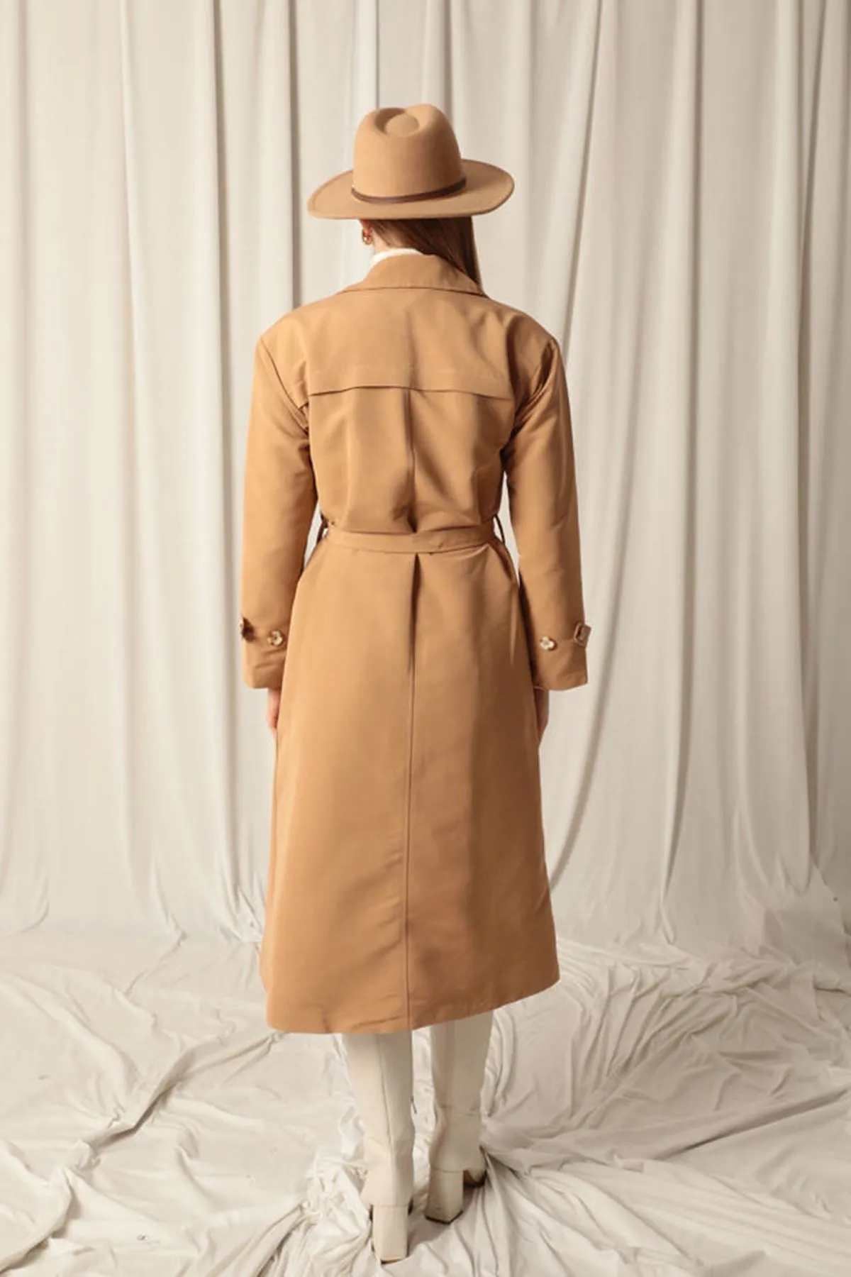 KKT Maxi Length Women's Tan Trench Coat - Compton