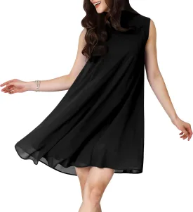 KOH KOH Womens 2025 Short Sleeveless Halter-Neck Flowy Summer Cute Mini Dress