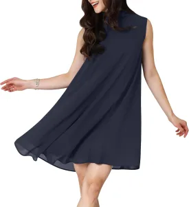 KOH KOH Womens 2025 Short Sleeveless Halter-Neck Flowy Summer Cute Mini Dress