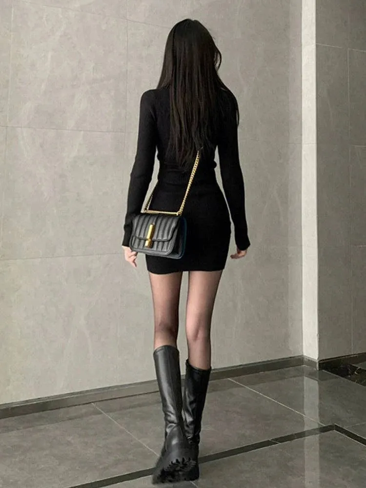 Long Sleeves Slim-Fit Mini Dress