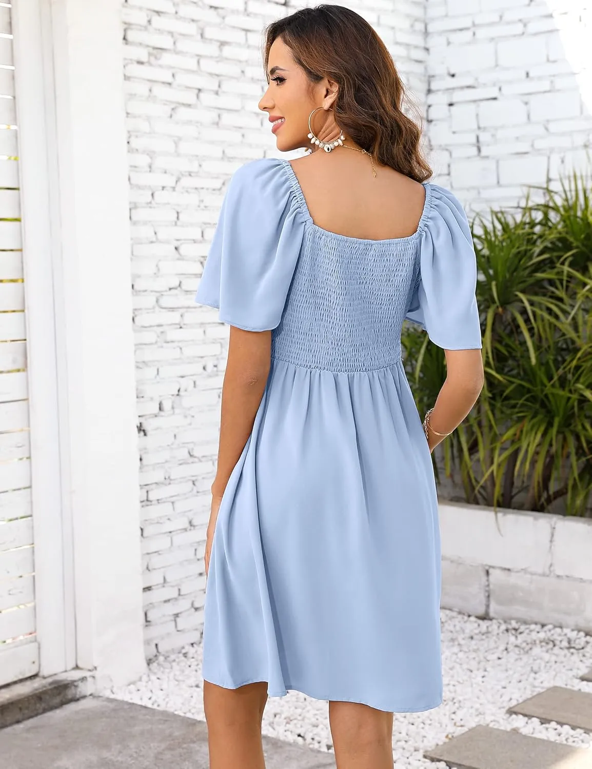 Maternity Dresses for Baby Shower Women's Knotted V Neck Knee Length Wrap Baby Shower Dress