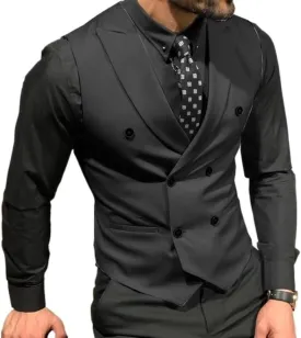 Men's Double Breasted Suit Vests, Casual Business Vests, Slim Fit Waistcoat,for Wedding Groom Dating