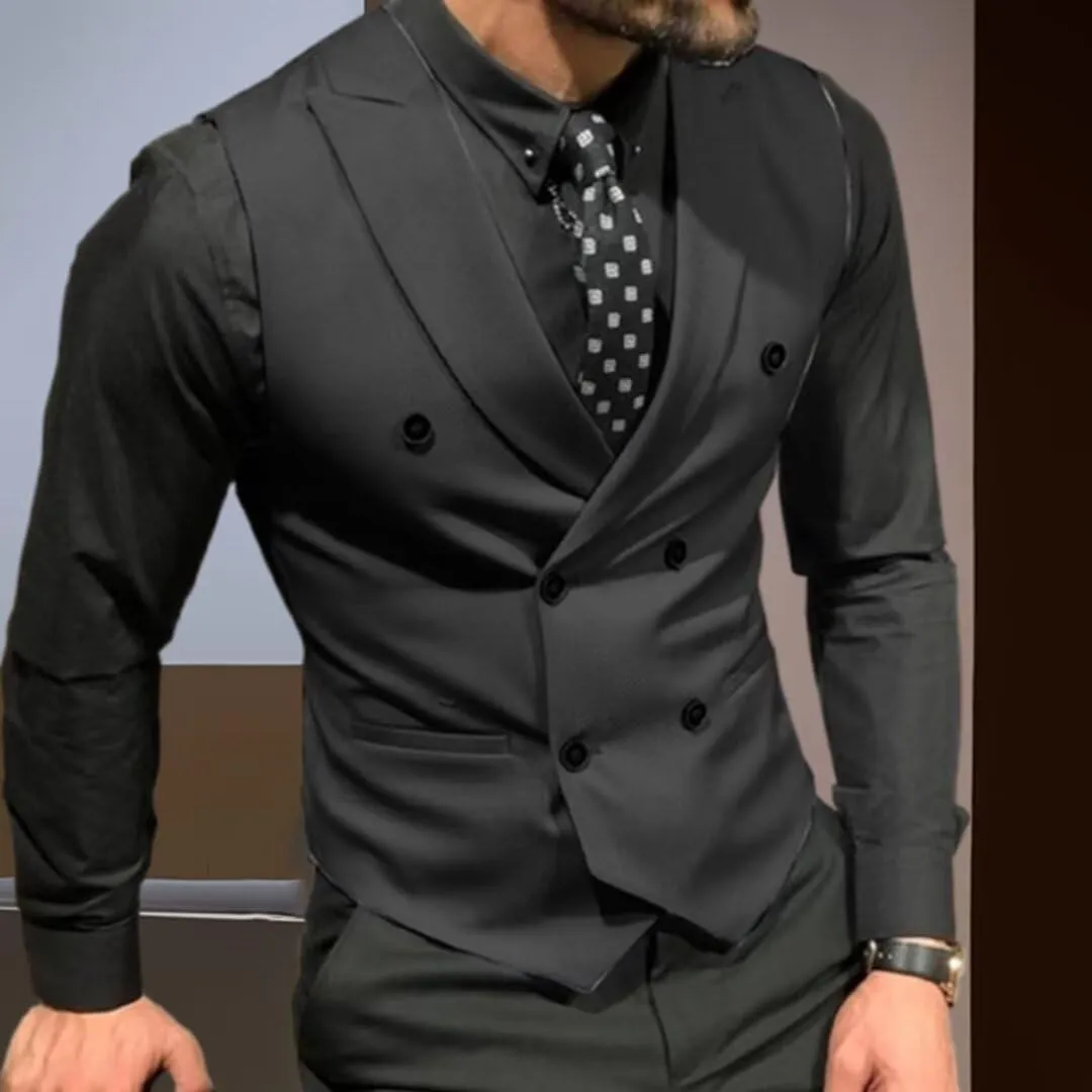 Men's Double Breasted Suit Vests, Casual Business Vests, Slim Fit Waistcoat,for Wedding Groom Dating