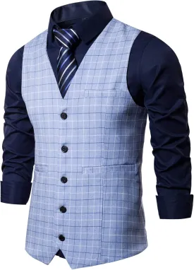 Mens Formal Business Suit Vests 5 Buttons Regular Fit Waistcoat for Suit or Tuxedo