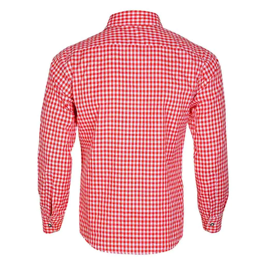 Men's Formal Dress Shirt in Red Checkered Casual Shirt