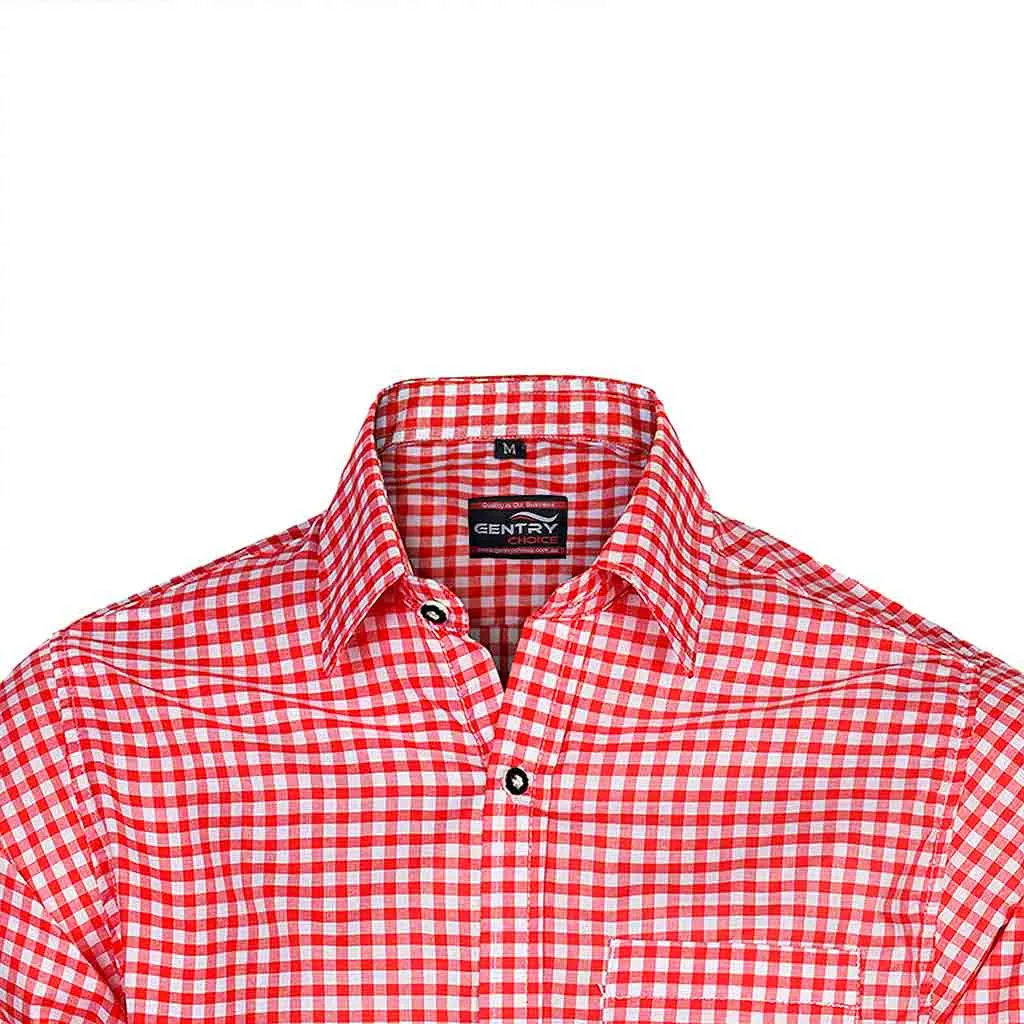 Men's Formal Dress Shirt in Red Checkered Casual Shirt